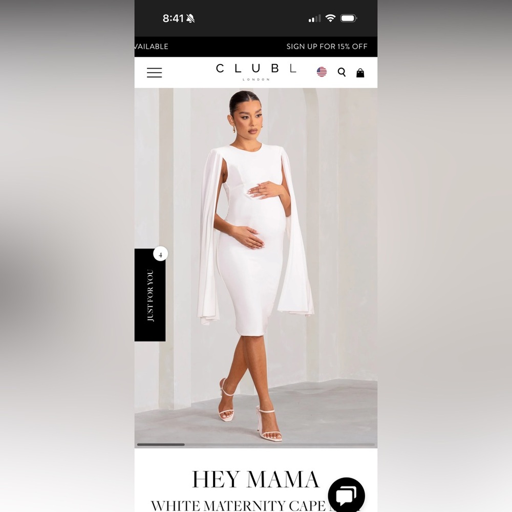 Club L London White Maternity Cape Dress Size 4